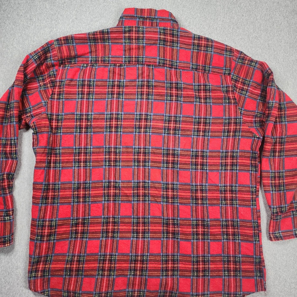 John Blair Flannel Shirt Mens XL Red Plaid Good Vintage Long Sleeve Cotton - Picture 9 of 9